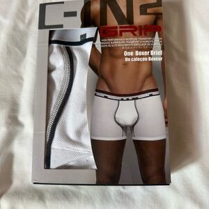 C-IN2 Men's Grip White Boxer Brief with Black Accents